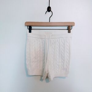 NWT Forever21 white cream knit high waisted shorts with drawstring size small